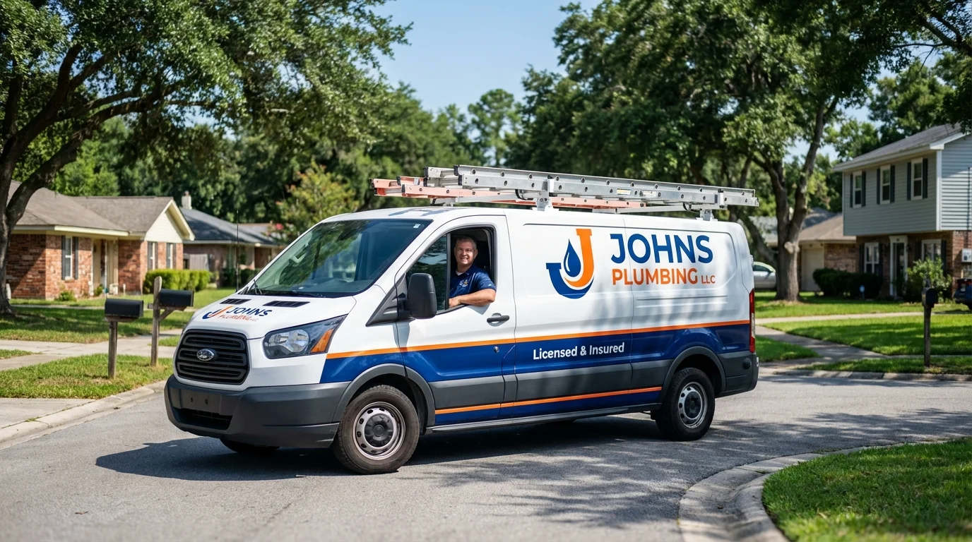 Johns Plumbing LLC service van in Veneta, OR
