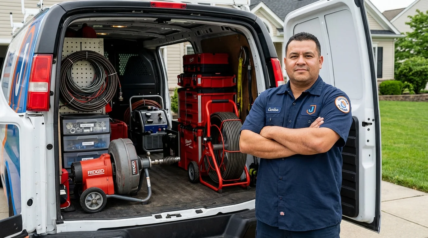 Professional drain cleaning equipment and Johns Plumbing LLC plumber in Veneta