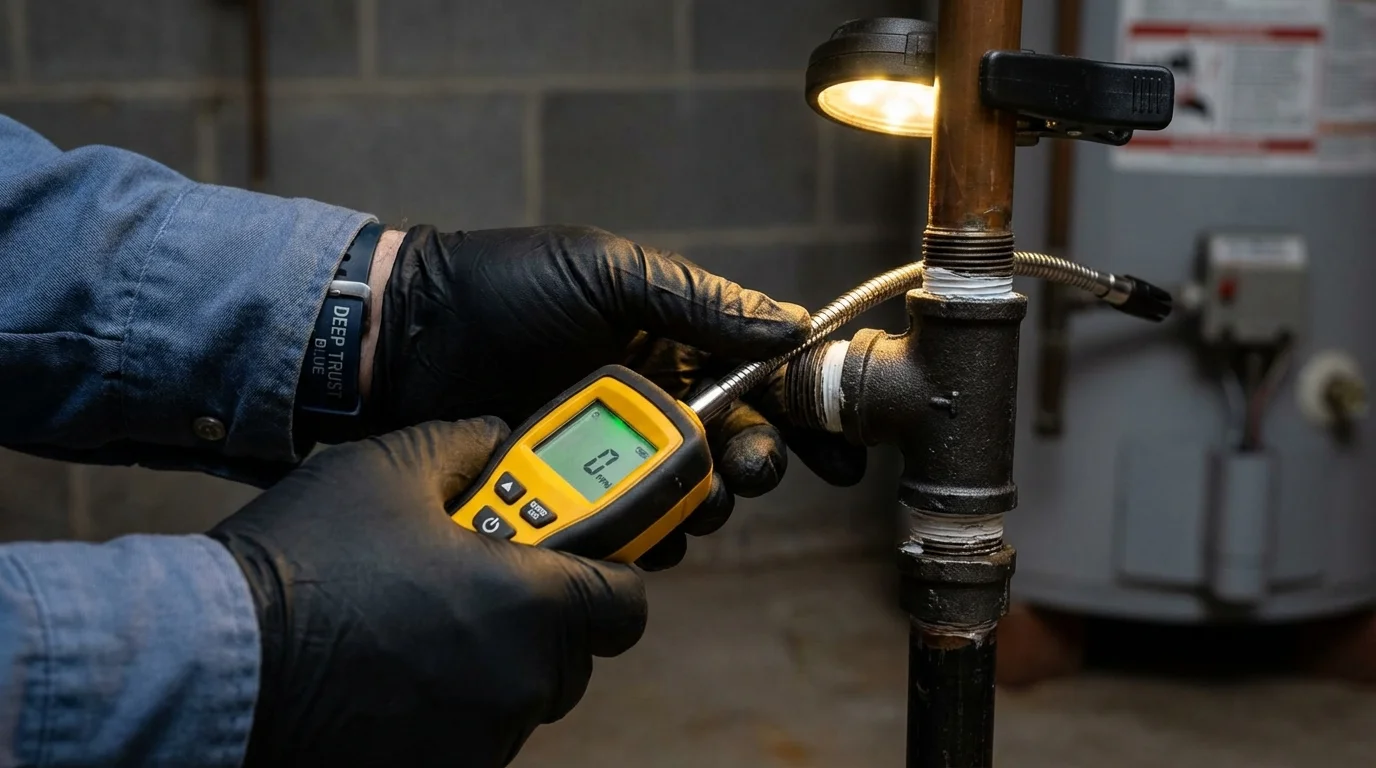Gas leak detection with electronic sniffer by Johns Plumbing LLC in Veneta