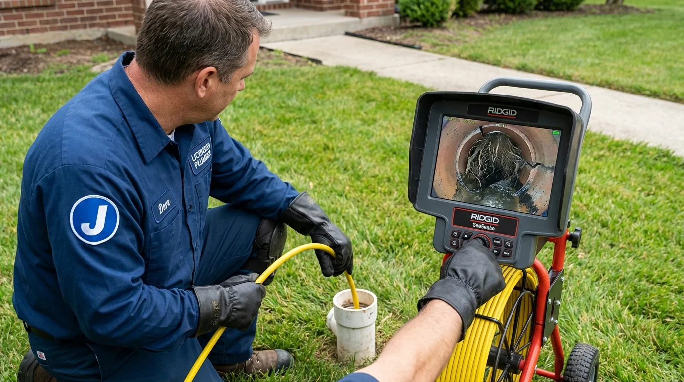 Sewer camera inspection being performed by Johns Plumbing LLC in Veneta