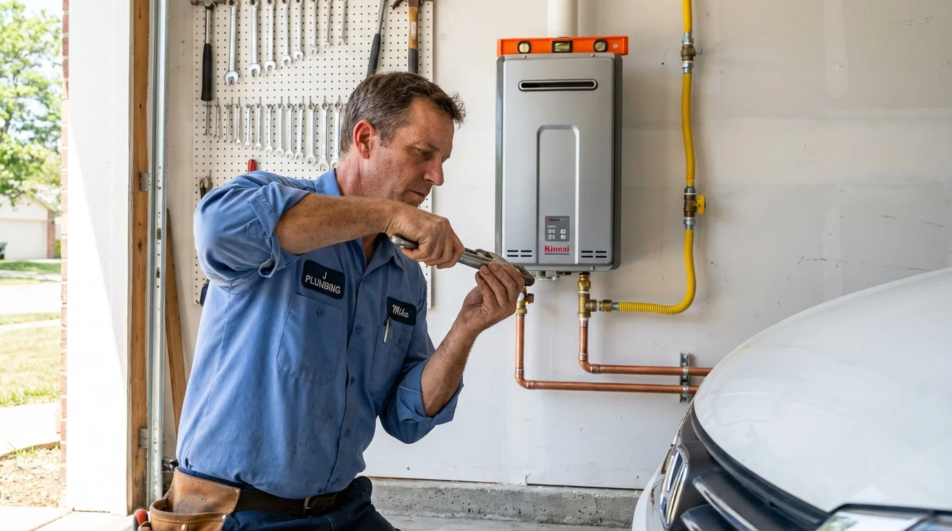 Tankless water heater installation by a Johns Plumbing LLC plumber in Veneta